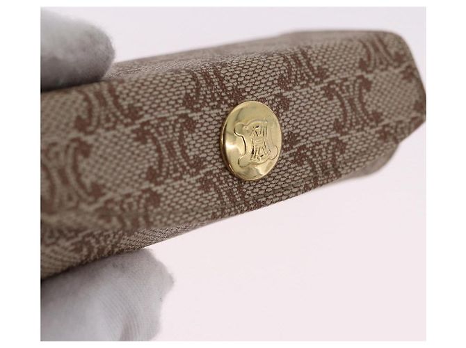 Céline CELINE Macadam Canvas Lip Case Pouch PVC Beige Gold Auth 200107V D'oro - vista 8