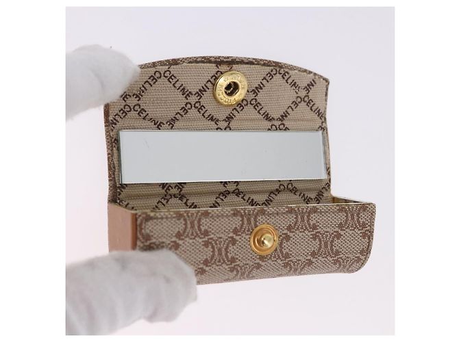 Céline CELINE Macadam Canvas Lip Case Pouch PVC Beige Gold Auth 200107V D'oro - vista 9
