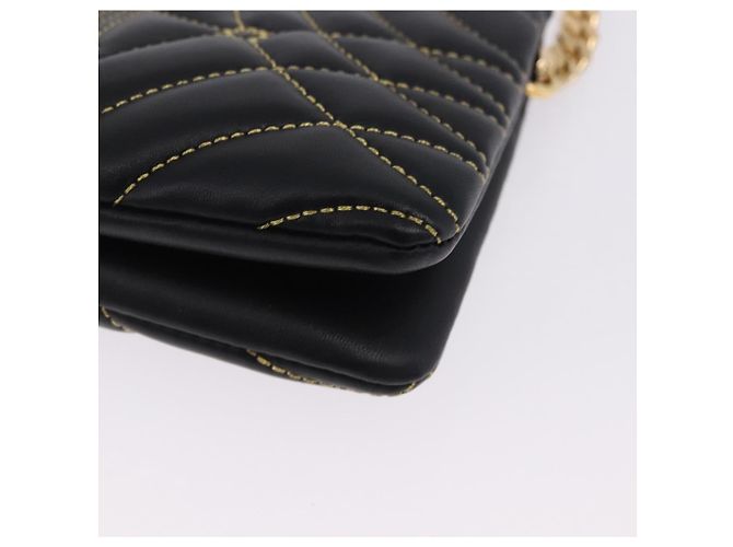 Borsa a tracolla con catena BURBERRY in pelle nera e oro Auth ka5988V Nero D'oro - vista 15