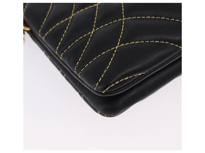 Borsa a tracolla con catena BURBERRY in pelle nera e oro Auth ka5988V Nero D'oro - vista 16