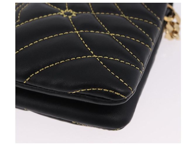 Borsa a tracolla con catena BURBERRY in pelle nera e oro Auth ka5988V Nero D'oro - vista 17