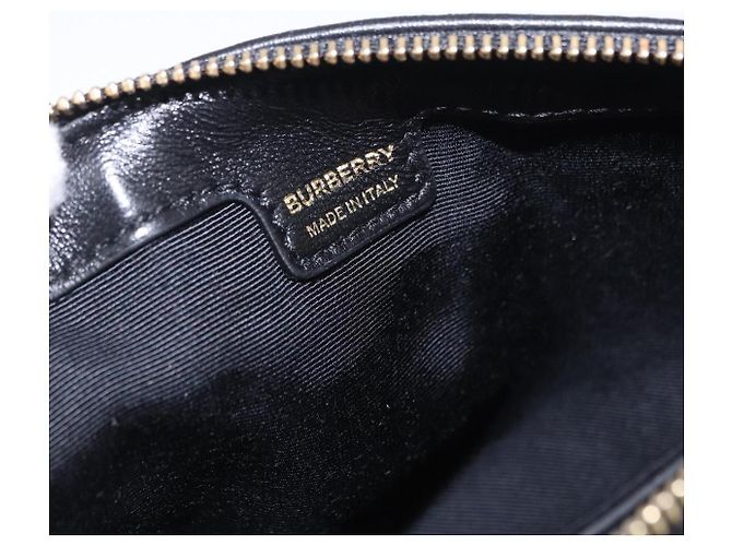 Borsa a tracolla con catena BURBERRY in pelle nera e oro Auth ka5988V Nero D'oro - vista 19