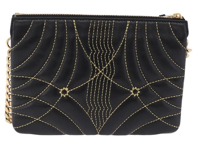 Borsa a tracolla con catena BURBERRY in pelle nera e oro Auth ka5988V Nero D'oro - vista 2