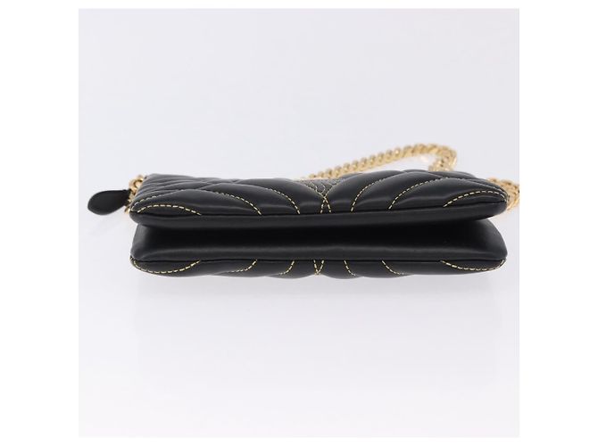 Borsa a tracolla con catena BURBERRY in pelle nera e oro Auth ka5988V Nero D'oro - vista 5