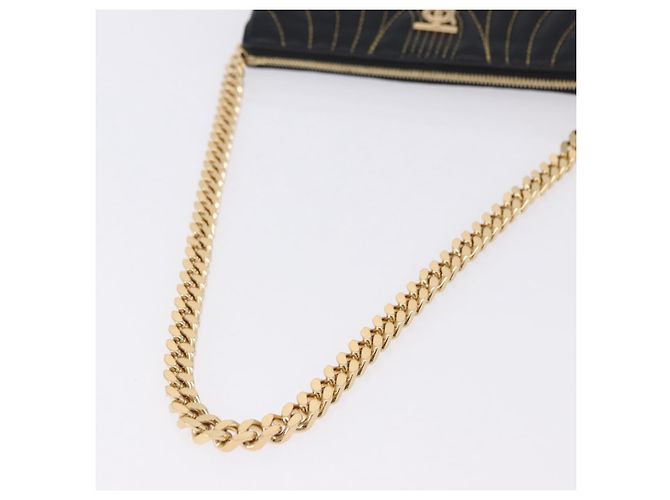 Borsa a tracolla con catena BURBERRY in pelle nera e oro Auth ka5988V Nero D'oro - vista 7