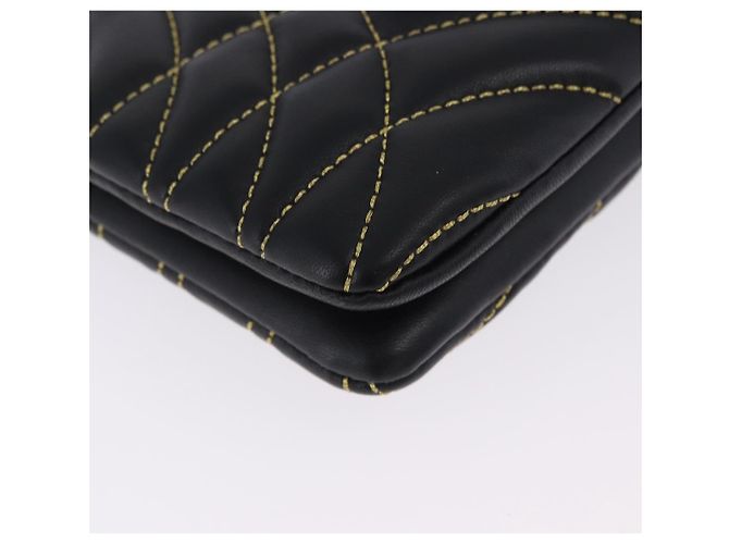 Borsa a tracolla con catena BURBERRY in pelle nera e oro Auth ka5988V Nero D'oro - vista 8