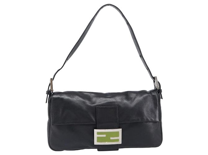 Borsa a spalla FENDI Mamma Baguette in pelle nera argento Auth yk20771SAM Nero - vista 13