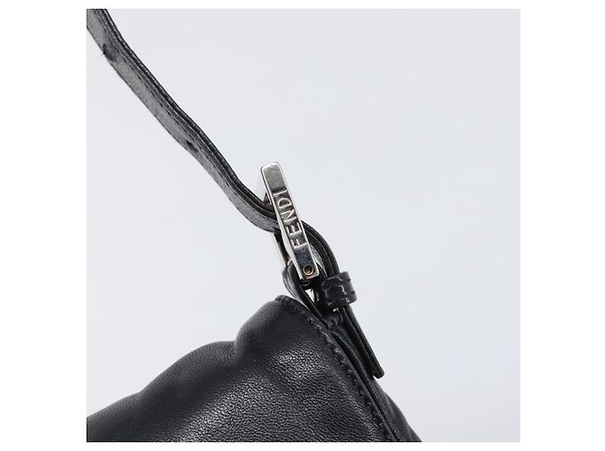 Borsa a spalla FENDI Mamma Baguette in pelle nera argento Auth yk20771SAM Nero - vista 18