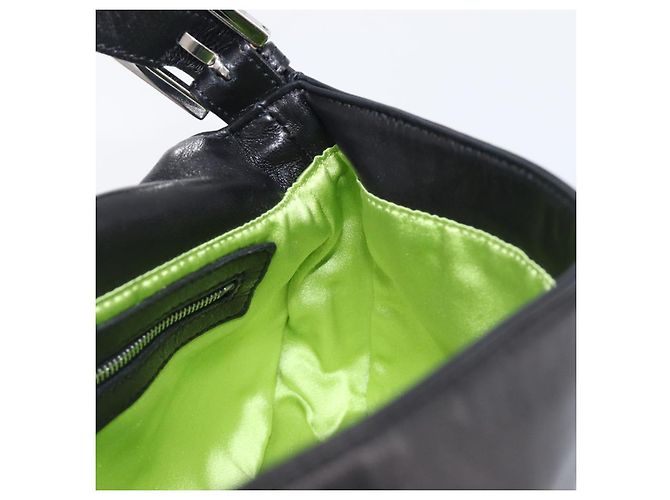 Borsa a spalla FENDI Mamma Baguette in pelle nera argento Auth yk20771SAM Nero - vista 22