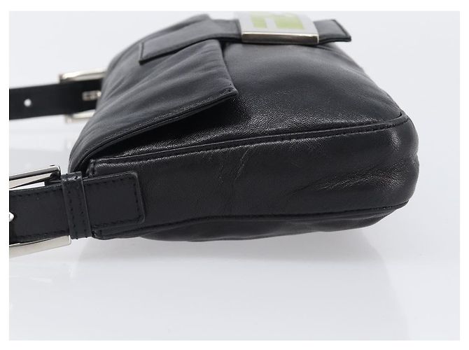 Borsa a spalla FENDI Mamma Baguette in pelle nera argento Auth yk20771SAM Nero - vista 4