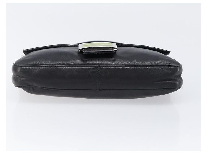 Borsa a spalla FENDI Mamma Baguette in pelle nera argento Auth yk20771SAM Nero - vista 5