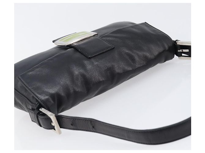 Borsa a spalla FENDI Mamma Baguette in pelle nera argento Auth yk20771SAM Nero - vista 6