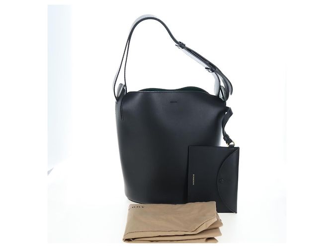 Borsa a secchiello a tracolla BURBERRY in pelle nera e oro Auth am12540V Nero D'oro - vista 12