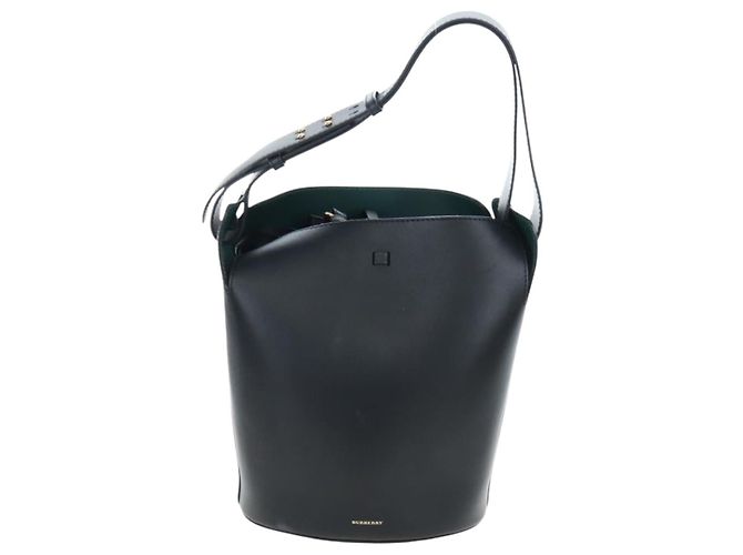 Borsa a secchiello a tracolla BURBERRY in pelle nera e oro Auth am12540V Nero D'oro - vista 13