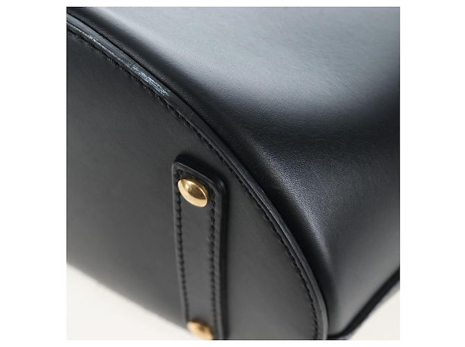 Borsa a secchiello a tracolla BURBERRY in pelle nera e oro Auth am12540V Nero D'oro - vista 16