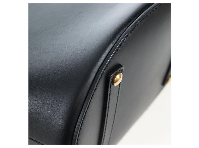 Borsa a secchiello a tracolla BURBERRY in pelle nera e oro Auth am12540V Nero D'oro - vista 17