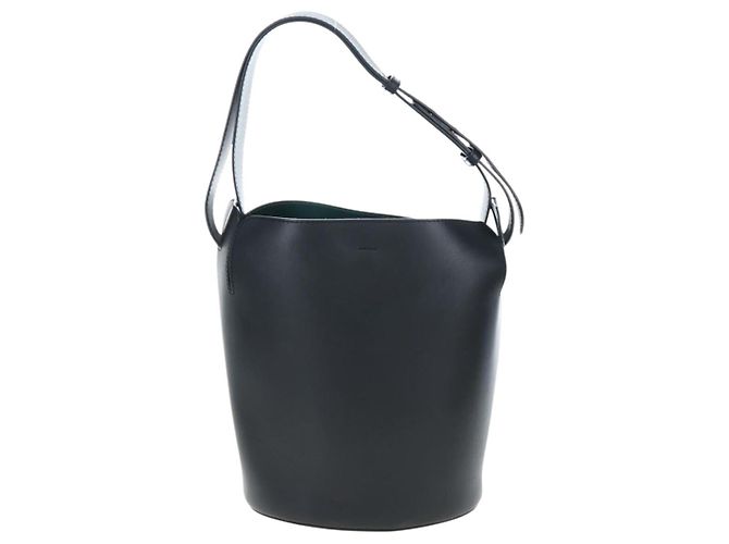 Borsa a secchiello a tracolla BURBERRY in pelle nera e oro Auth am12540V Nero D'oro - vista 2