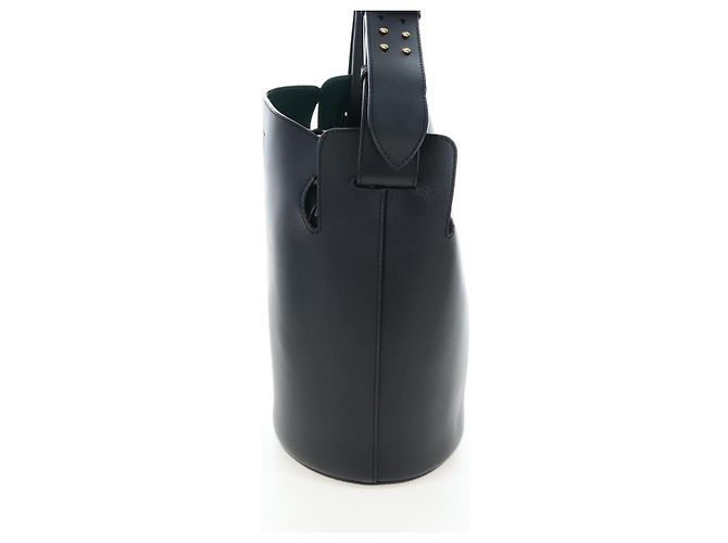 Borsa a secchiello a tracolla BURBERRY in pelle nera e oro Auth am12540V Nero D'oro - vista 3