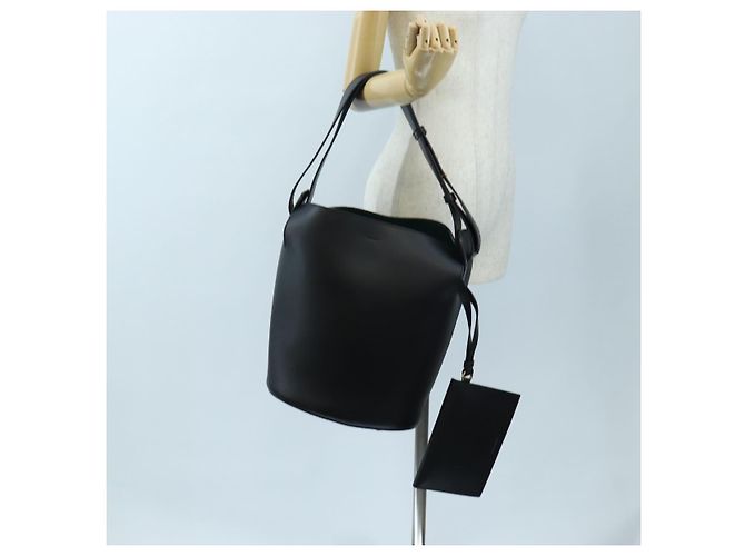Borsa a secchiello a tracolla BURBERRY in pelle nera e oro Auth am12540V Nero D'oro - vista 31