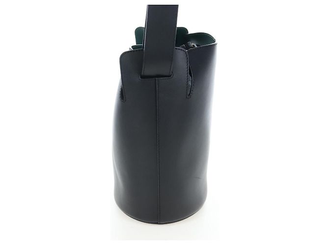 Borsa a secchiello a tracolla BURBERRY in pelle nera e oro Auth am12540V Nero D'oro - vista 4