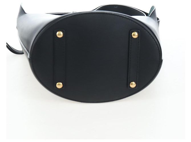 Borsa a secchiello a tracolla BURBERRY in pelle nera e oro Auth am12540V Nero D'oro - vista 5
