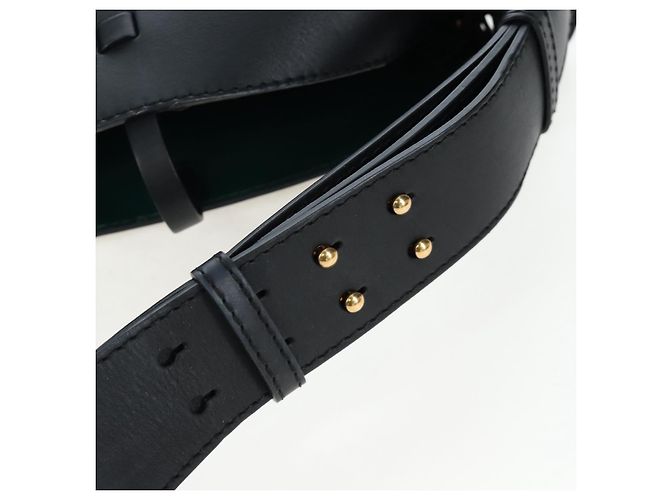 Borsa a secchiello a tracolla BURBERRY in pelle nera e oro Auth am12540V Nero D'oro - vista 8