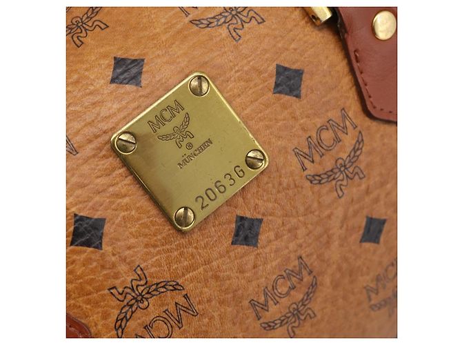 Borsa a mano MCM Vicetos PVC Pelle Marrone Tono Oro Auth 200353 - vista 12