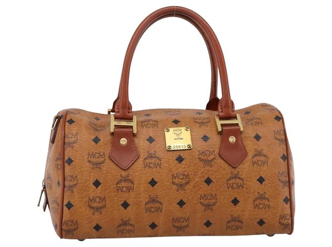 Borsa a mano MCM Vicetos PVC Pelle Marrone Tono Oro Auth 200353 - vista 13