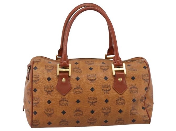 Borsa a mano MCM Vicetos PVC Pelle Marrone Tono Oro Auth 200353 - vista 2