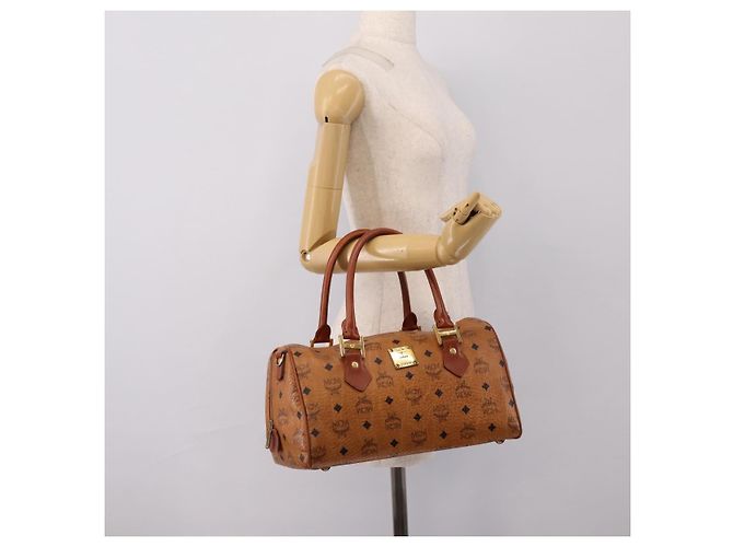 Borsa a mano MCM Vicetos PVC Pelle Marrone Tono Oro Auth 200353 - vista 21