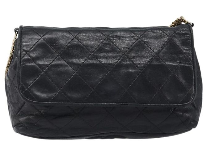 Borsa a tracolla CHANEL Matelasse con catena in pelle d'agnello nera e oro CC Auth bs36849A Nero D'oro - vista 13