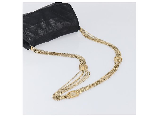 Borsa a tracolla CHANEL Matelasse con catena in pelle d'agnello nera e oro CC Auth bs36849A Nero D'oro - vista 7