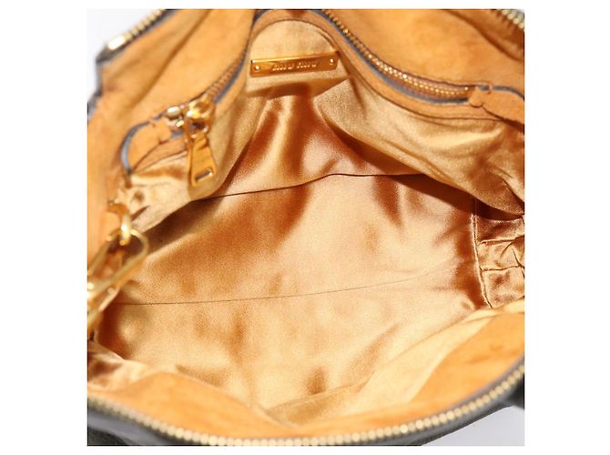 Borsa a mano Miu Miu in pelle 2way Khaki Gold Auth 201966A D'oro Cachi - vista 11