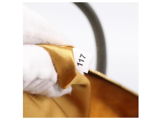 Borsa a mano Miu Miu in pelle 2way Khaki Gold Auth 201966A D'oro Cachi - vista 12
