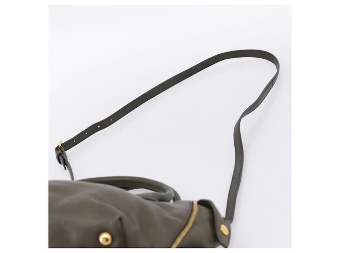 Borsa a mano Miu Miu in pelle 2way Khaki Gold Auth 201966A D'oro Cachi - vista 15