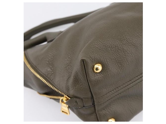 Borsa a mano Miu Miu in pelle 2way Khaki Gold Auth 201966A D'oro Cachi - vista 16