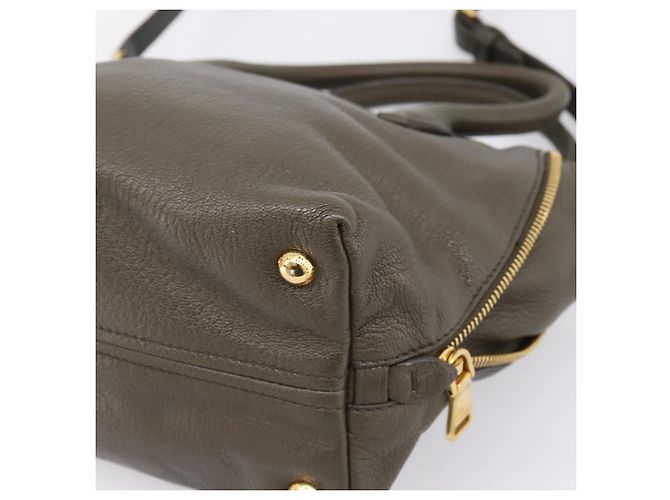 Borsa a mano Miu Miu in pelle 2way Khaki Gold Auth 201966A D'oro Cachi - vista 17
