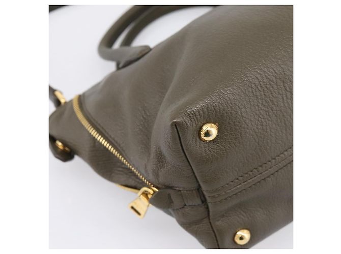 Borsa a mano Miu Miu in pelle 2way Khaki Gold Auth 201966A D'oro Cachi - vista 18