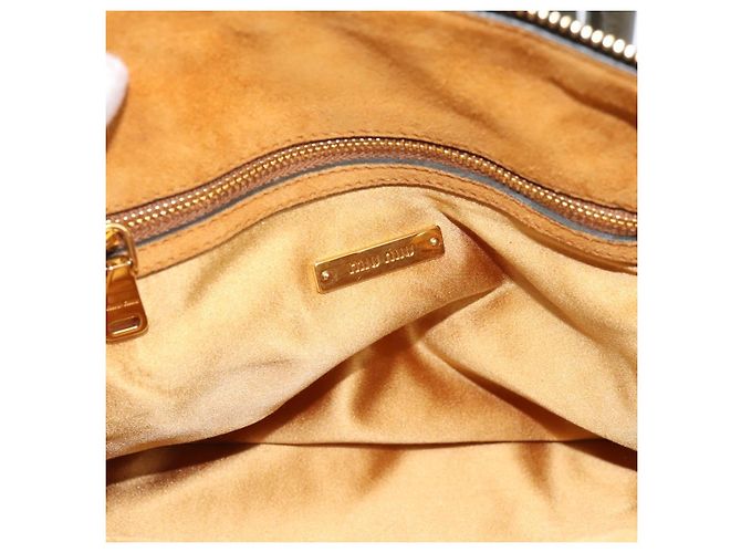 Borsa a mano Miu Miu in pelle 2way Khaki Gold Auth 201966A D'oro Cachi - vista 19