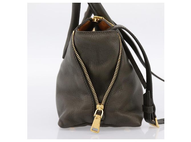 Borsa a mano Miu Miu in pelle 2way Khaki Gold Auth 201966A D'oro Cachi - vista 3