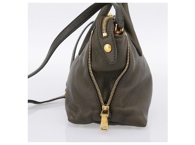 Borsa a mano Miu Miu in pelle 2way Khaki Gold Auth 201966A D'oro Cachi - vista 4