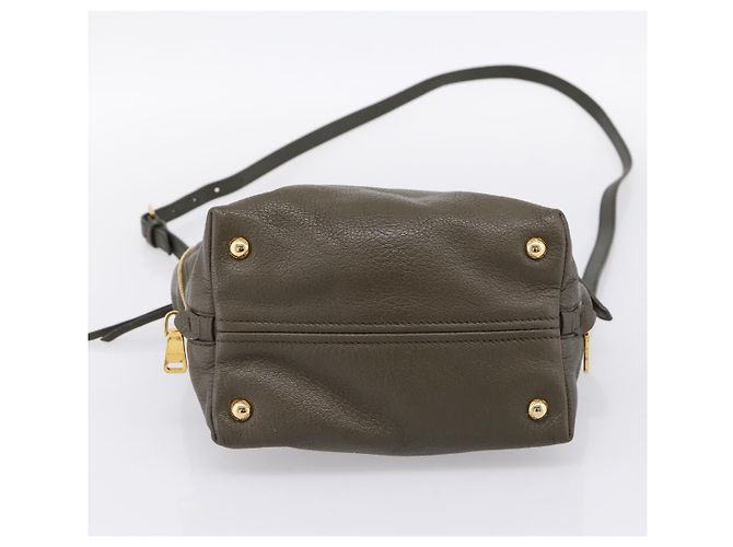 Borsa a mano Miu Miu in pelle 2way Khaki Gold Auth 201966A D'oro Cachi - vista 5