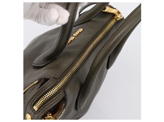 Borsa a mano Miu Miu in pelle 2way Khaki Gold Auth 201966A D'oro Cachi - vista 6