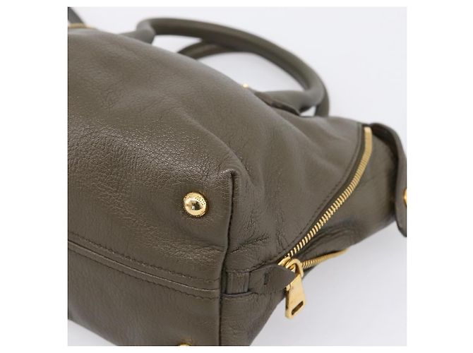 Borsa a mano Miu Miu in pelle 2way Khaki Gold Auth 201966A D'oro Cachi - vista 9