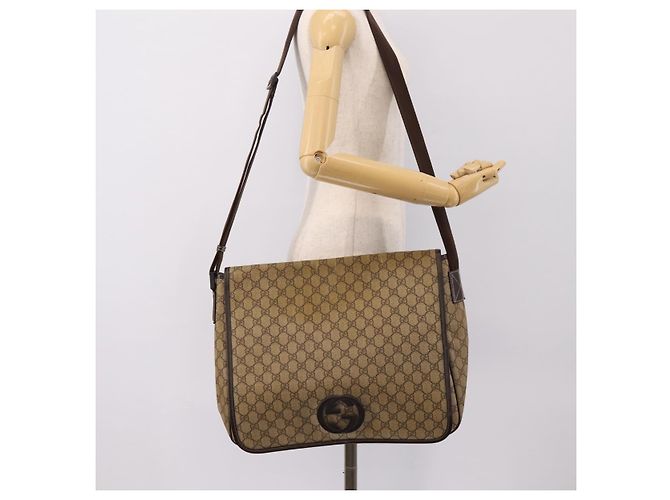 Borsa a tracolla GUCCI GG Supreme PVC Beige 222291 Auth 202237 - vista 22