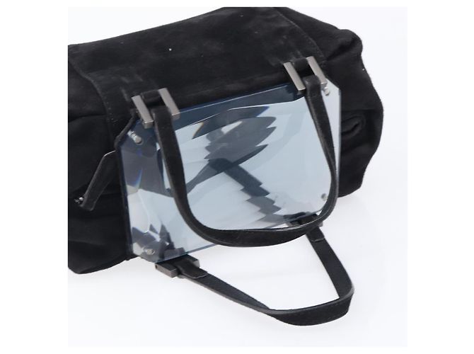 Borsa a mano FENDI Suede Black Silver Auth ka6006A Nero Argento - vista 7