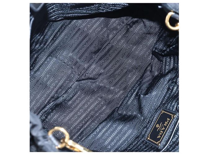 Borsa a Mano PRADA Nylon 2way Nero Oro Auth 200017V D'oro - vista 10