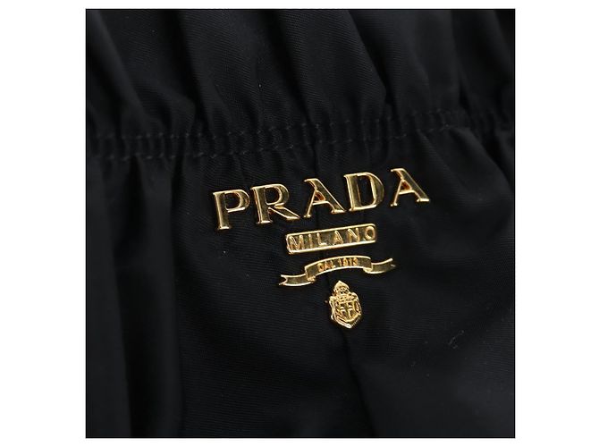 Borsa a Mano PRADA Nylon 2way Nero Oro Auth 200017V D'oro - vista 21