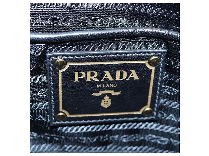Borsa a Mano PRADA Nylon 2way Nero Oro Auth 200017V D'oro - vista 23