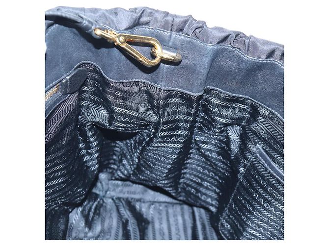 Borsa a Mano PRADA Nylon 2way Nero Oro Auth 200017V D'oro - vista 25